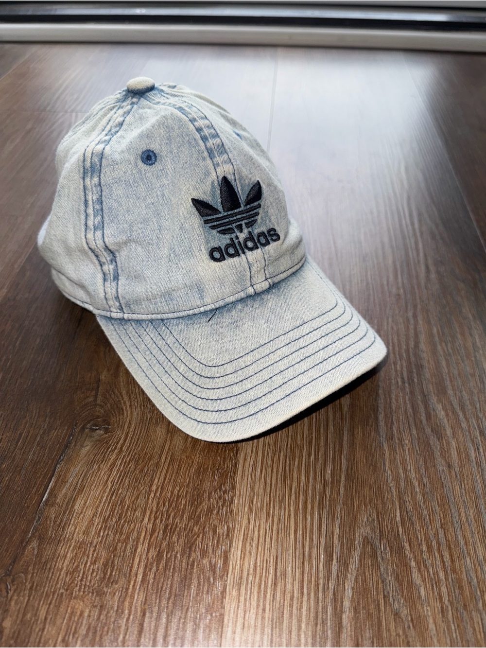 Adidas Trefoil Light Wash Denim Baseball Cap - Light Blue